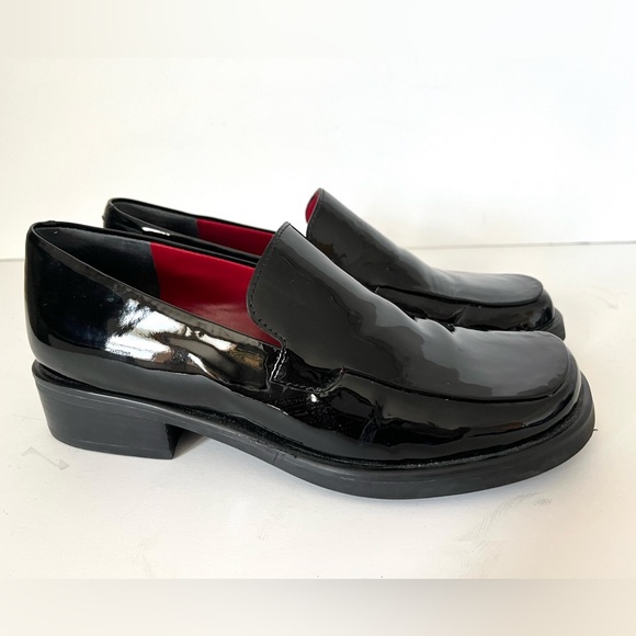 Franco Sarto Black Patent Leather Women Bocca Square Toe Loafer Slip On Size 7 - Picture 1 of 13